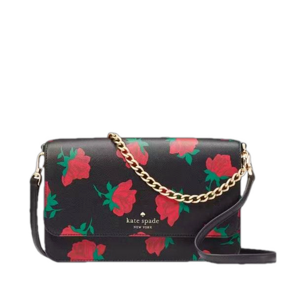 NWT Kate Spade ♠️ Madison Rose Toss Printed Flap Crossbody - Picture 1 of 12